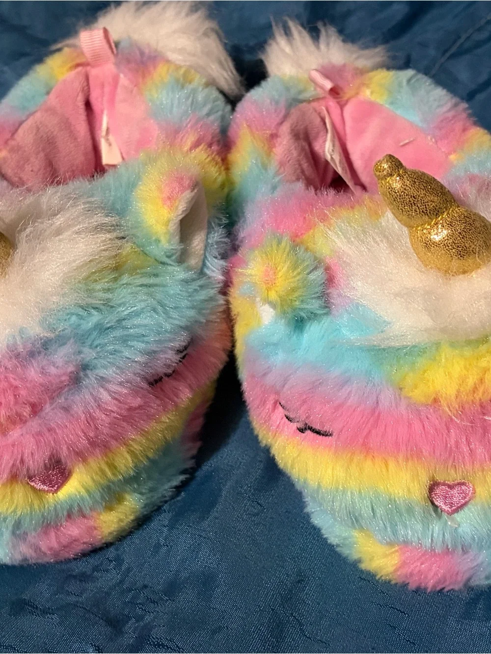Rainbow Pastel Unicorn Plush Slippers by Wonder Nation